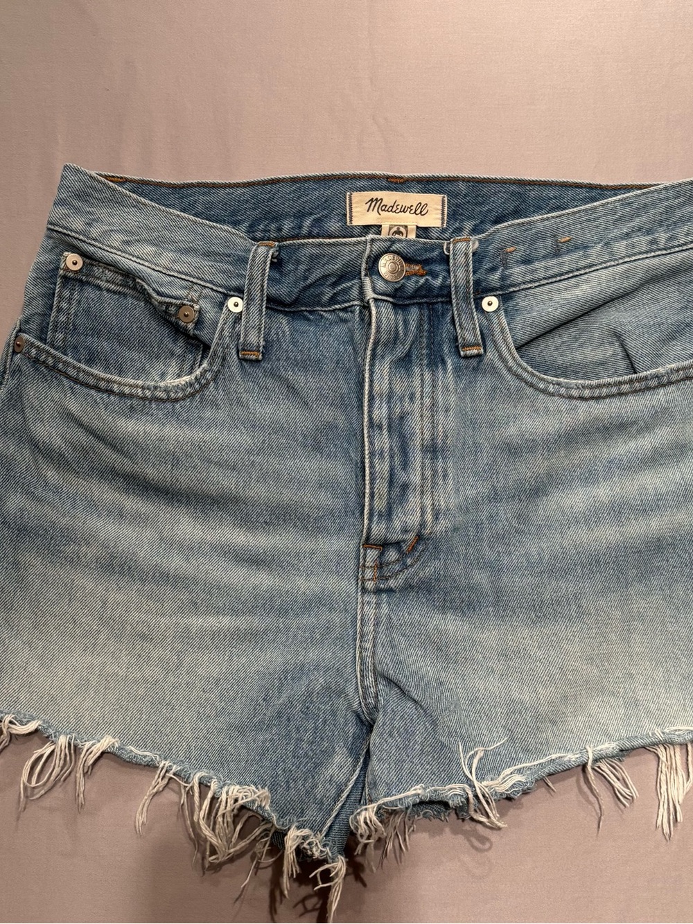 Madewell Cutoff Denim Shorts button fly summer relaxed faded denim women’s 26